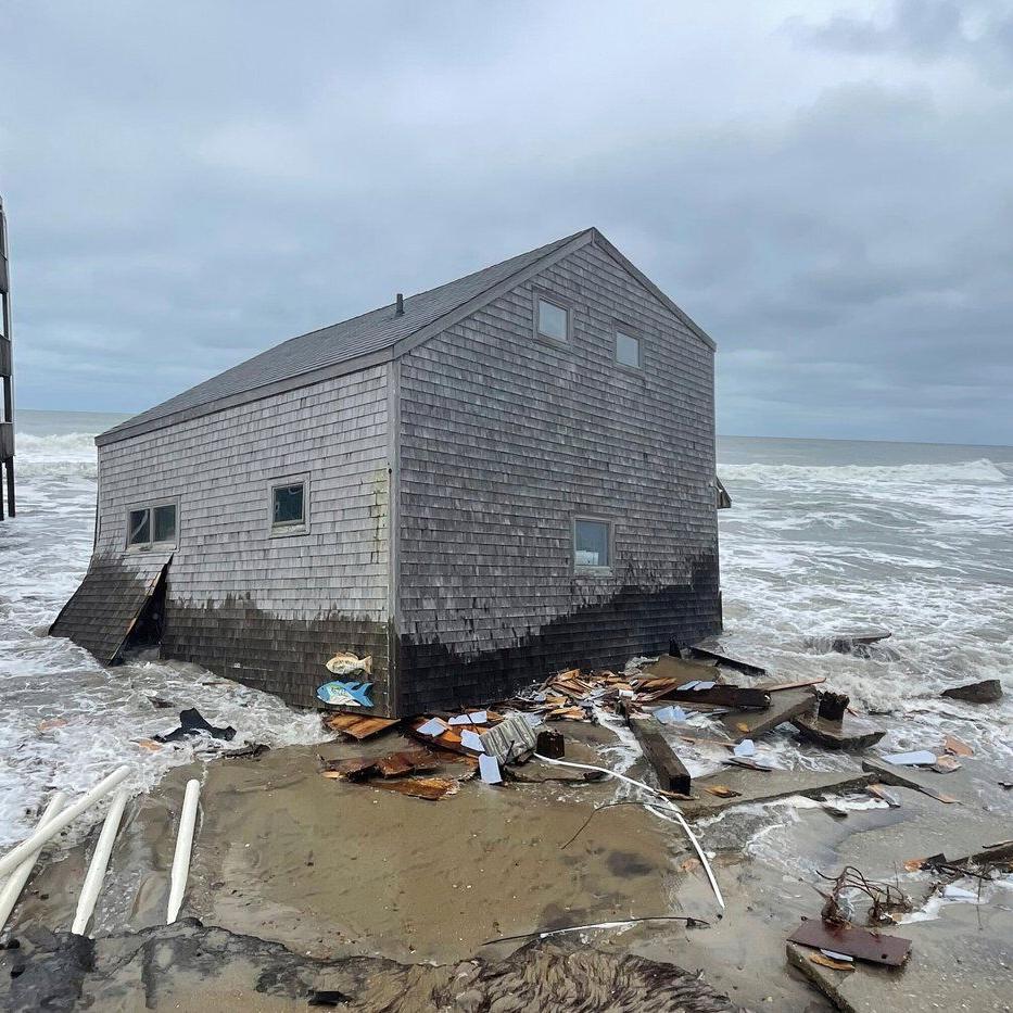 Another beachfront stilt house collapses into the surf on the Outer Banks